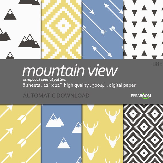 Modern Digital Paper Mountain View 088 Scrapbook Quality