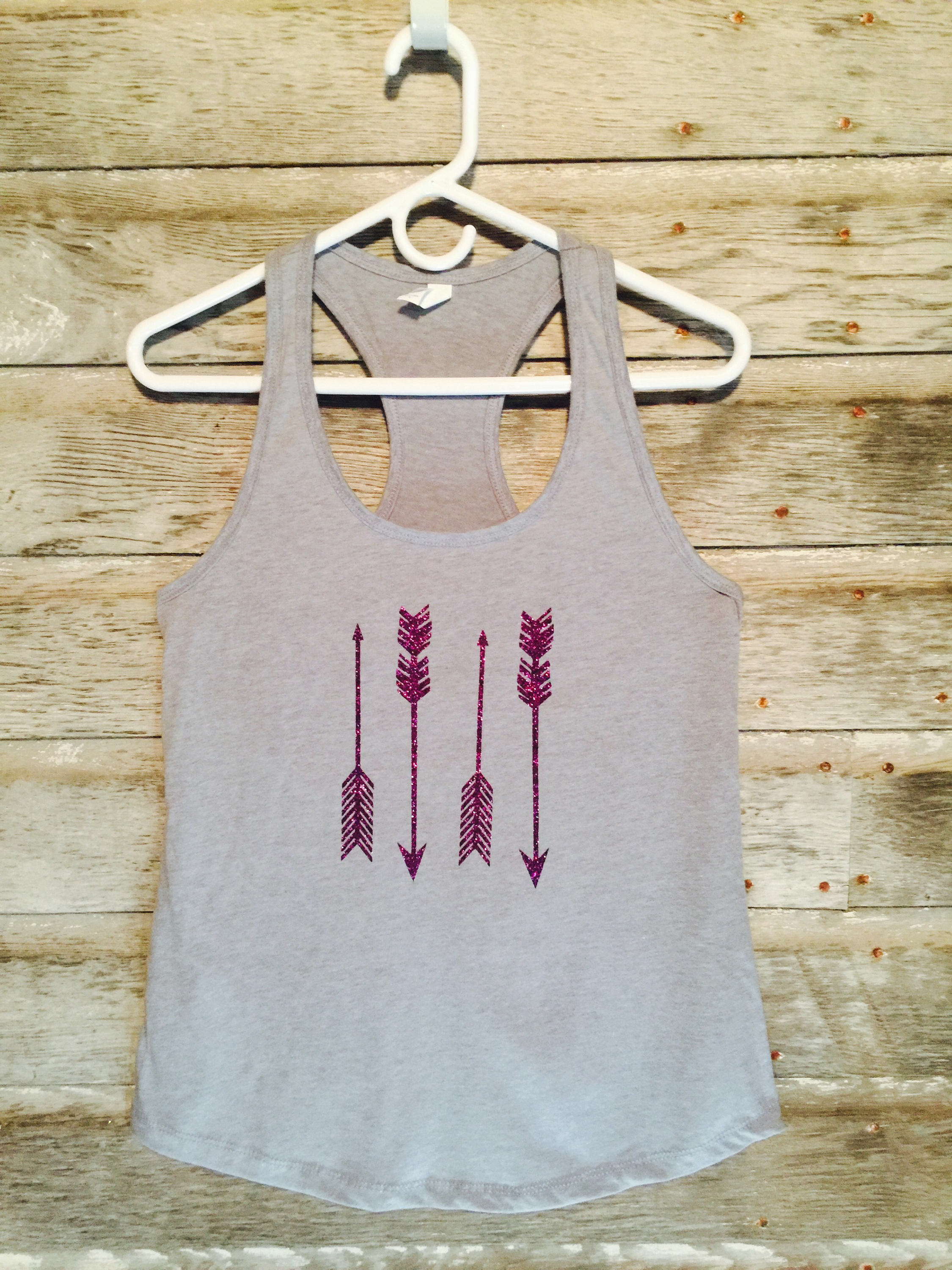 Gray tank top glitter arrow tank racer back tank top