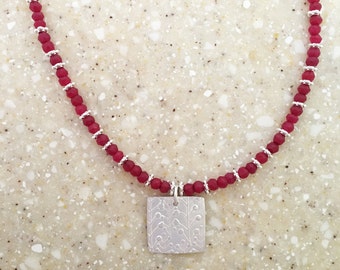 Ruby Necklace Ruby Jewelry July Birthstone Ruby Flower Necklace Flower Jewelry Wedding Necklace Lily of the Valley Necklace
