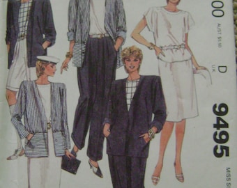 VINTAGE McCalls Pattern 9495 Misses' Jacket, Top, Skirt and Pants or Shorts