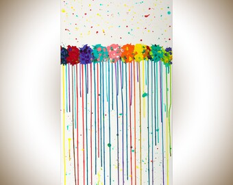 Colorful abstract art Original art large wall art painting on canvas red yellow green blue purple home decor wall hanging by qiqigallery