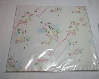 Vintage Gift Wrap Wrapping Paper Wedding Bells 1980s