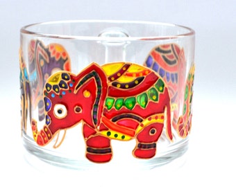 Elephant coffee mug Indian Elephant Mug Mom from daughter Hand painted Elephant cup Unique Mug Tea cup Coffee mug handmade Gift for grandma