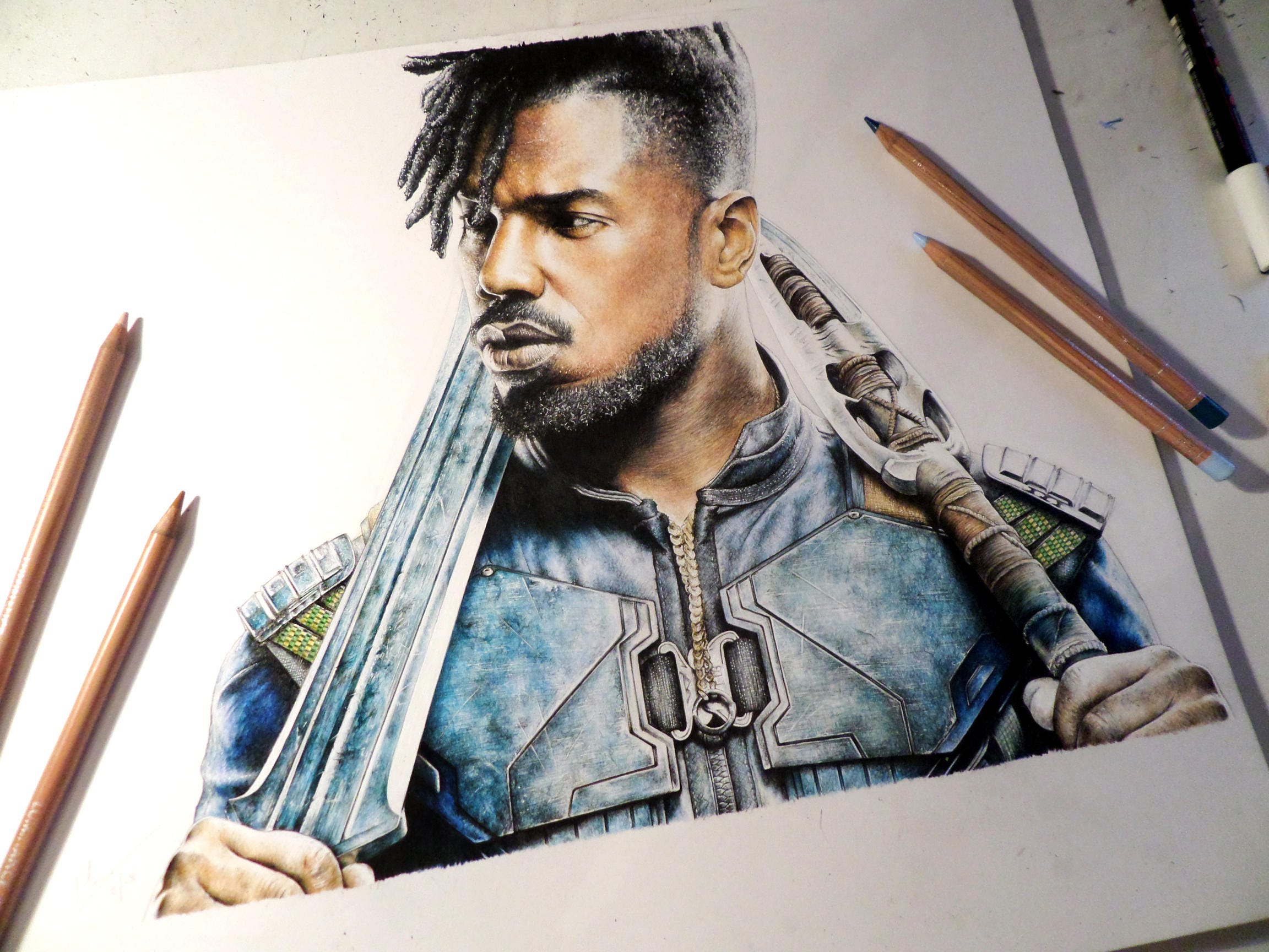 Erik Killmonger Pencil Portrait Print