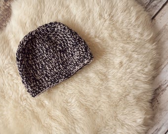 Blue knit wool hat by hand