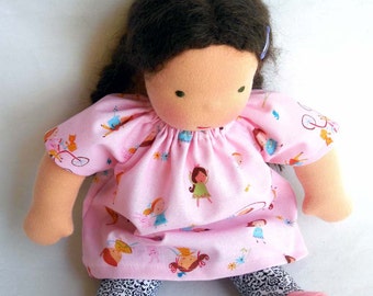summer days, doll dress, 10 - 12 inch, doll clothes, Germandolls, pink frock, rag doll, cloth doll, Steiner doll, gift for girl