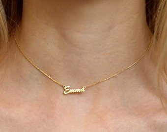Tiny Name Necklace-Gold Choker Name Necklace-Jewelry-Gold Name Necklace-Personalized Necklace-Bridesmaid Jewelry-Personalized Jewelry-Gift