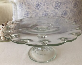 Vintage Glass Pedestal Cake Plate ~ Cake Stand