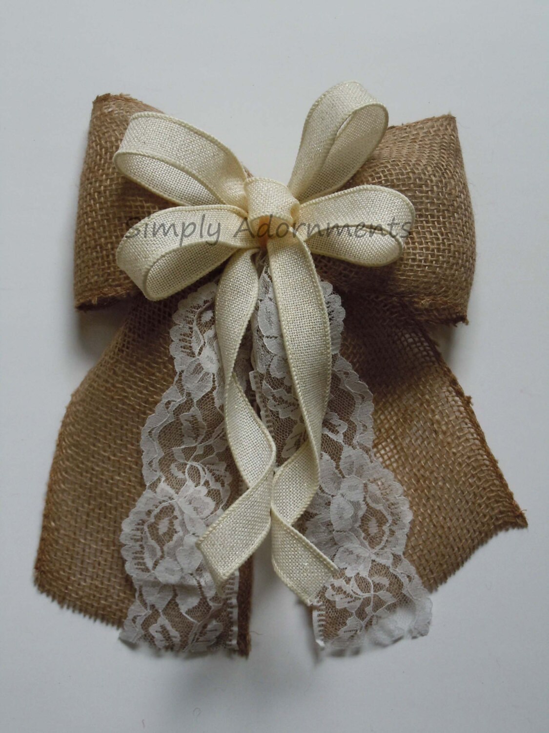 Ivory Lace And Burlap Wedding Bow Vintage Burlap And Lace