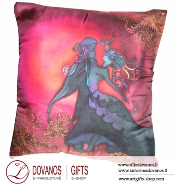 Items similar to Hand painted silk pillow case Carnaval on Etsy