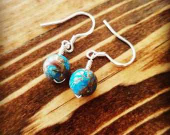 Blue Crazy Lace Agate Earrings Laughter Stone