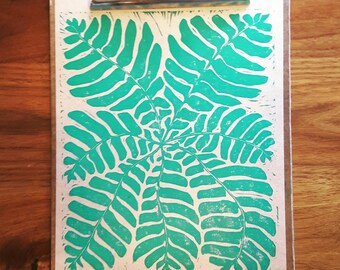 Fern Linoleum Hand Carved Block Print