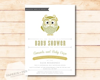 Baby Shower Owl Invitation, 2-3 Day Turnaround!