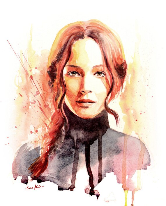 Jennifer Lawrence Watercolor Portrait Art Print