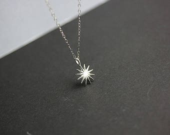 Tiny Sun Necklace - Sterling Silver Sun Necklace - Sunburst Necklace - Sun Pendant - Dainty Necklace - Beach Necklace - Summer Jewelry