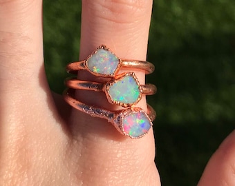 Raw Opal Ring | Choose your stone - Made to Order | Electroformed Copper Jewelry| Australian Opal | Handmade