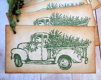 Christmas Gift Tags Rustic Country Christmas Tree Truck