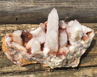 White & Red Spirit Quartz Cluster