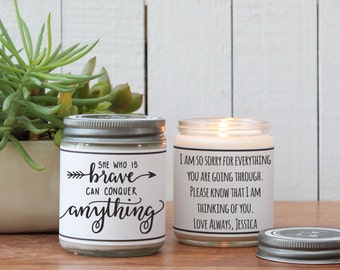 She Who Is Brave Can Conquer Anything Candle | Thinking of you gift | Inspirational Gift | Give Strength Gift | Cancer Gift | Get Well Gift