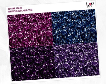 To The Stars Glitter Headers | Matte Glossy Planner Stickers