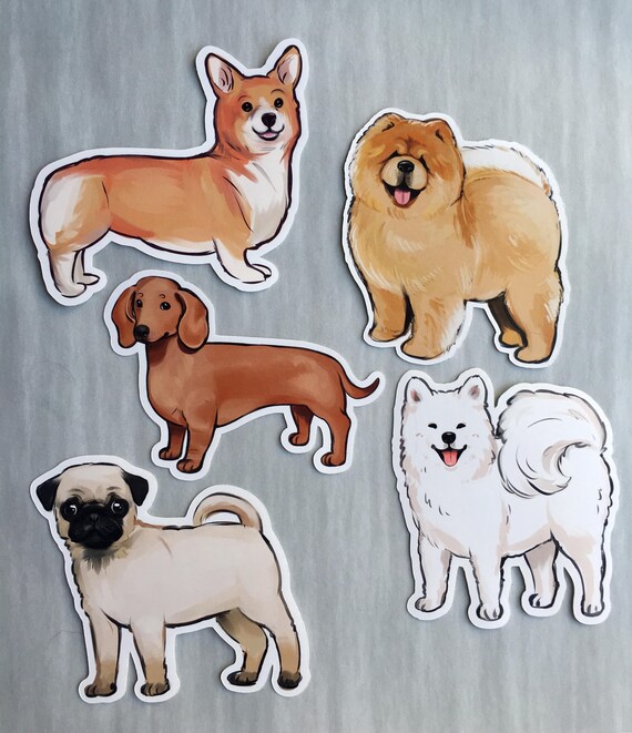 cute dog stickers aesthetic samoyed corgi dachshund pug