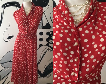 Red and White Polka Dot Vintage Dress