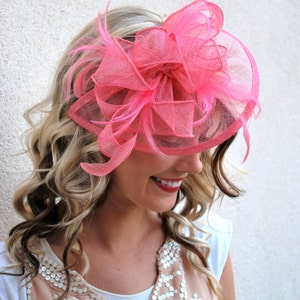 Bubble Gum Pink Fascinator, Womens Tea Party Hat, Church Hat, Derby Hat, Fancy Hat, Pink Hat, Tea Party Hat,wedding hat