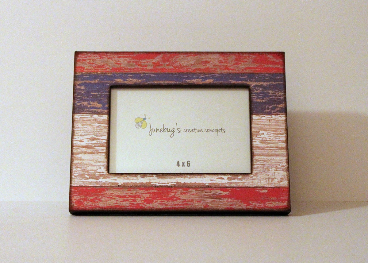 5x7 5x5 4x6 Patriotic Photo Frame Red White Blue Wood Frame