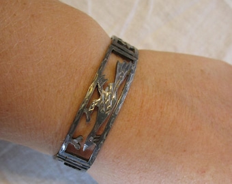 Native American Sterling Silver Roadrunner Bracelet