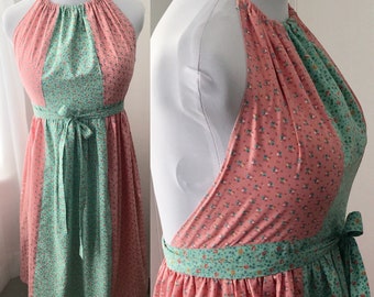 NEW OOAK Vintage Style Boho Hippie Halter Wrap Backless Calico Sundress