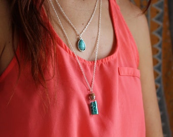 Bottled Turquoise Shards with Layered Turquoise Charm