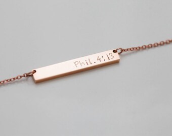 Rose Gold Bar Necklace - Gold Bar Necklace - Personalized Gold Bar Necklace - Best Friend Gift - Personalized Bar Necklace - Girlfriend Gift