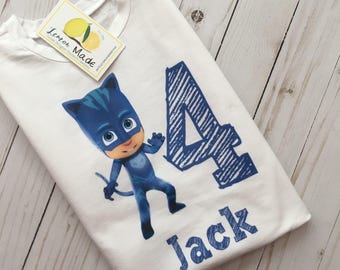 PJ Masks birthday boy t shirt with name batboy
