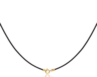 1mm Black Leather Cord Necklace 14K Gold Filled Clasp 14" inches - 36" inches N1BLKRR_GF