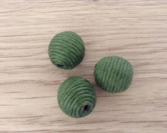 Beads textile green x 3