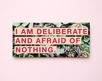 Feminist Vinyl Sticker Audre Lorde- "I am deliberate and afraid of nothing" Illustrated Inspirational Quote Text Weatherproof Decal Laptop