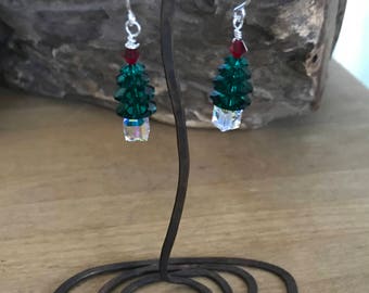 Swarovski Christmas Tree Earrings Crystal Christmas Earrings