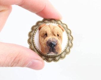 Custom dog portrait, Christmas gift, custom pet portrait, personalized dog jewelry, personalized pet jewelry, dog lover gift, custom sharpei