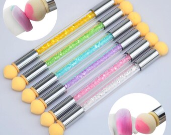 Double-ended Nail Art Gradient Shading Dotting Painting Pen Sponge Head Acrylic Rhinestones Handle Gel UV Brush Tools Manicure