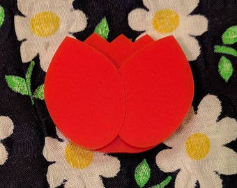 Trudy's Tulip in Red Acrylic Brooch