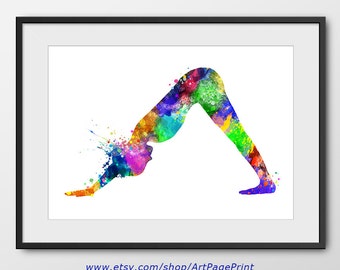 Yoga Print, Yoga Pose Print, Yoga Watercolor, Wall Hanging Yoga Art, Yoga Poster, Yoga Decor, Yoga Wall Art, Yoga Home Decor (A0263)