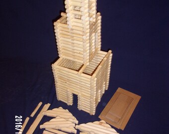 Handmade 'Lincoln Logs' extra large 234 piece set in handy tote bag