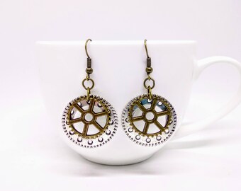 Steampunk Earrings Cog Gear Jewellery Silver Bronze Accessories