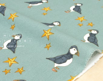 Japanese Fabric Puffin canvas - sage - 50cm