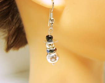 Snowman Earrings Silver Earrings Christmas Earrings Snowman Jewelry Holiday Jewelry Holiday Earrings CHRISTMAS JEWELRY