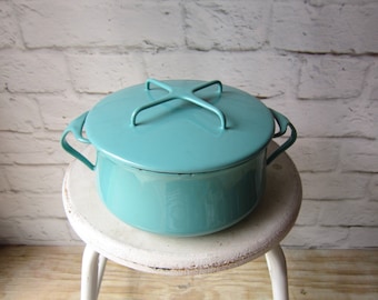 Vintage Dansk Kobenstyle Enamel Dutch Oven With Lid - Turquoise Dansk DenmarkBlue Dansk Pot