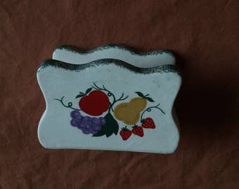 Vintage Napkin or Mail Holder with Fruit Motif