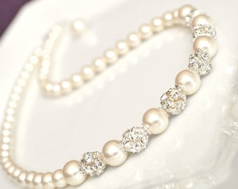 Pearl Bridal Necklace, Ivory Pearl Wedding Necklace, Wedding Jewelry, Bridal Jewelry