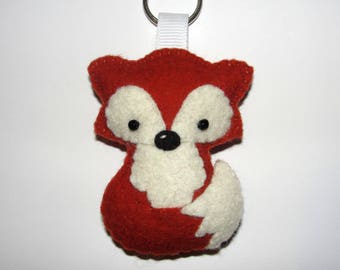 Wool Felt Fox Keychain, Red Brown Fox Keychain, Plush Fox Keyring, Keyring, Key Holder, Gift Bag, Bag Charm, Decor, Ornament, Felt Animal
