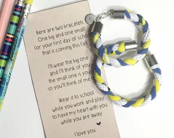 mommy and me bracelet, back to school bracelet set, mother daughter bracelet, mother daughter gift, mother son gift, first day of school